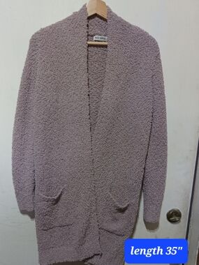 Grace Karin Dusty Lavender Bouclé Open Cardigan